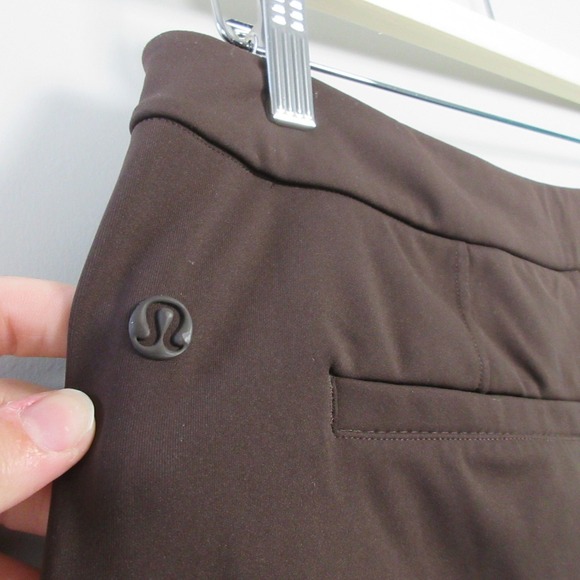 Lululemon Tapered Leg Mid-Rise Pants Women L Brown 7/8 Length Crop Espresso 356 - Picture 7 of 13